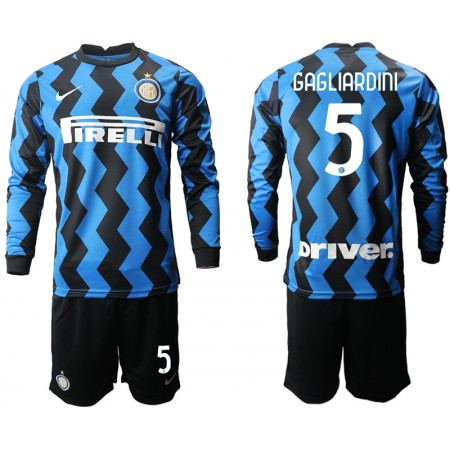 Billiga Fotbollströjor Inter Milan Roberto Gagliardini 5 Barn Hemma tröja 2020/21 Långärmad